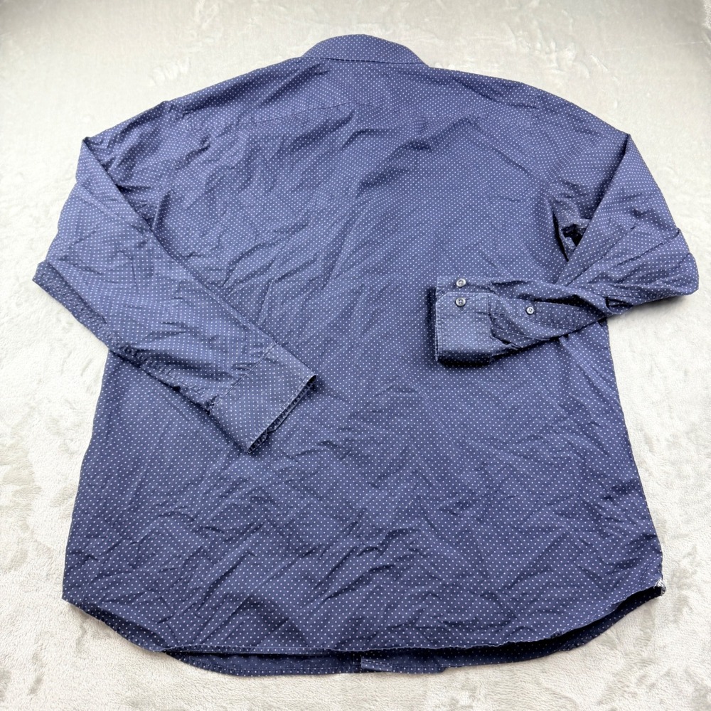 Banana Republic Camden Fit Mens XL Blue Pink Polka Dot Supima Cotton Button Down - Picture 2 of 6